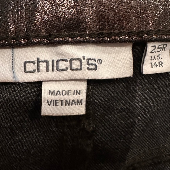 Chico's High Rise Metallic Coated Denim Straight Leg Jeans GUNMETAL NWT Size 14 - Picture 5 of 12